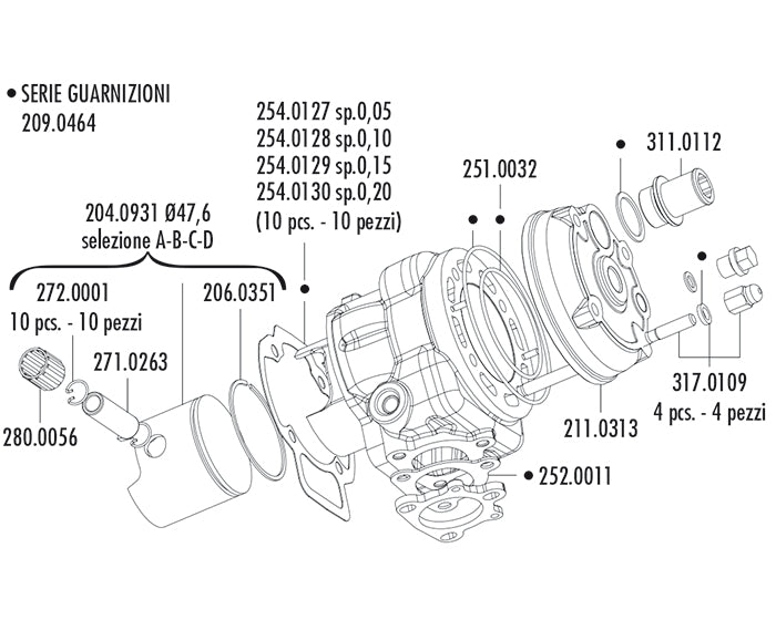 KIT PIAGGIO ZIP SP H2O D.47.6 B.85