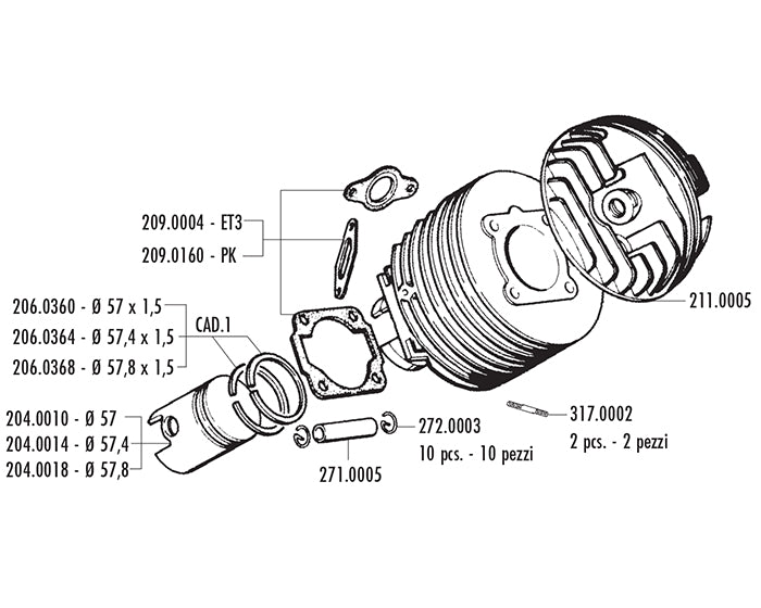 KIT VESPA 125 PRIMAVERA-ET3 D.57