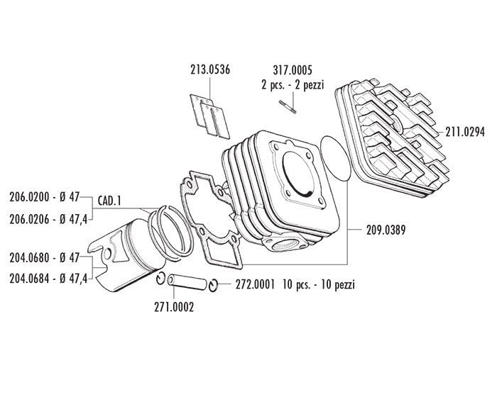 KIT PIAGGIO SFERA-ZIP-FREE 50 D.47