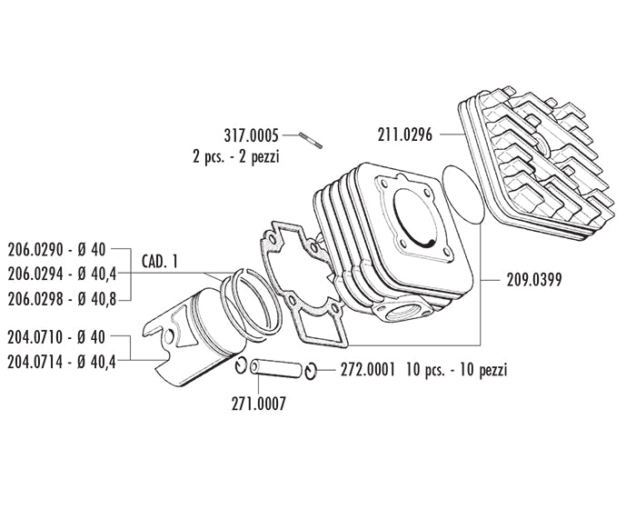 KIT PIAGGIO SFERA-ZIP-FREE D.40