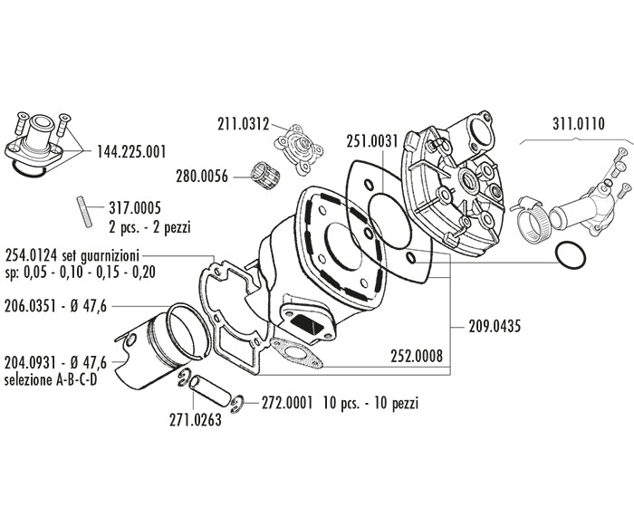 KIT PIAGGIO ZIP SP H2O D.47.6 EVO 3
