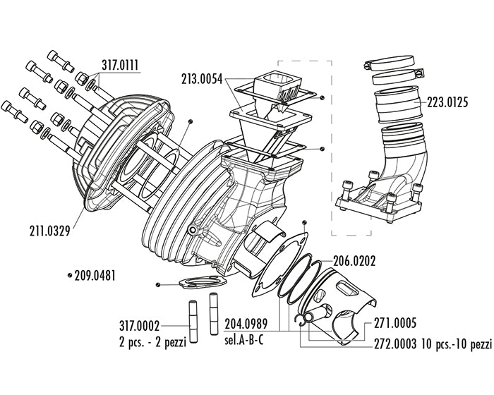 KIT VESPA ET3 EVOLUTION REED D.60STROKE 54