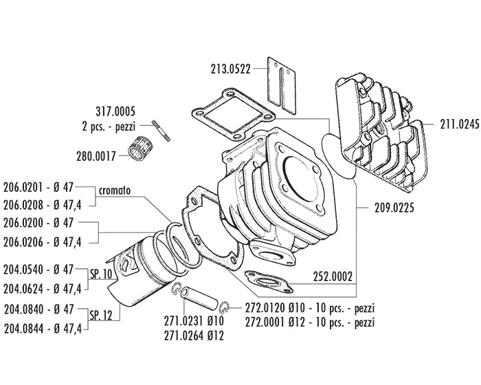 KIT YAMAHA BWS-MBK BOOSTER D.47 PIN 12RACING