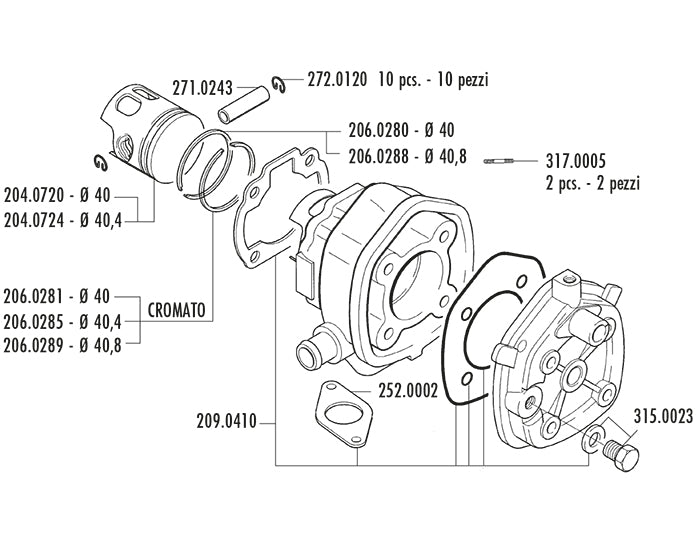 KIT YAMAHA-MINAR.APRILIA H2O D.40