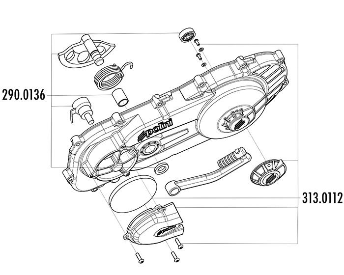 170.0311 Transmission cover, short casing, 10-inch wheel PIAGGIO ZIP